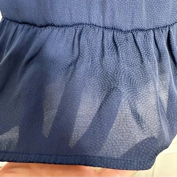 Denver Hayes Blouse Sleeveless U-Shape Neckline Semi-Sheer Peplum Blue Sz Medium - Picture 7 of 16